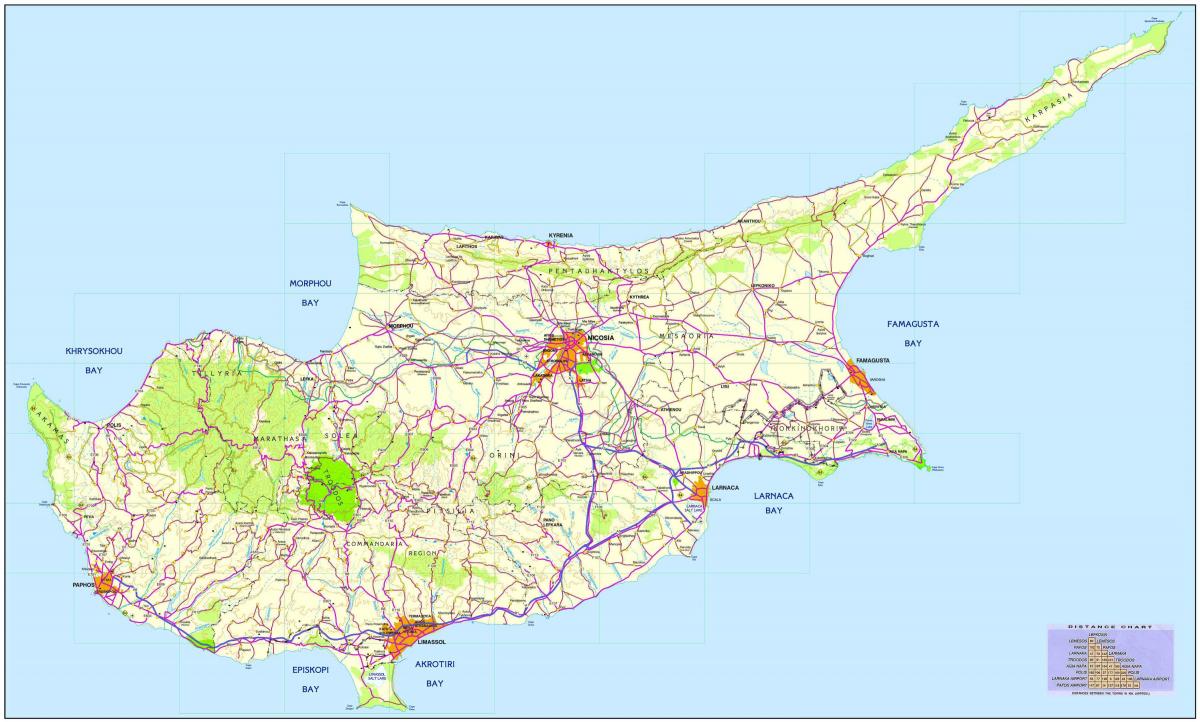 מפה של הכביש קפריסין