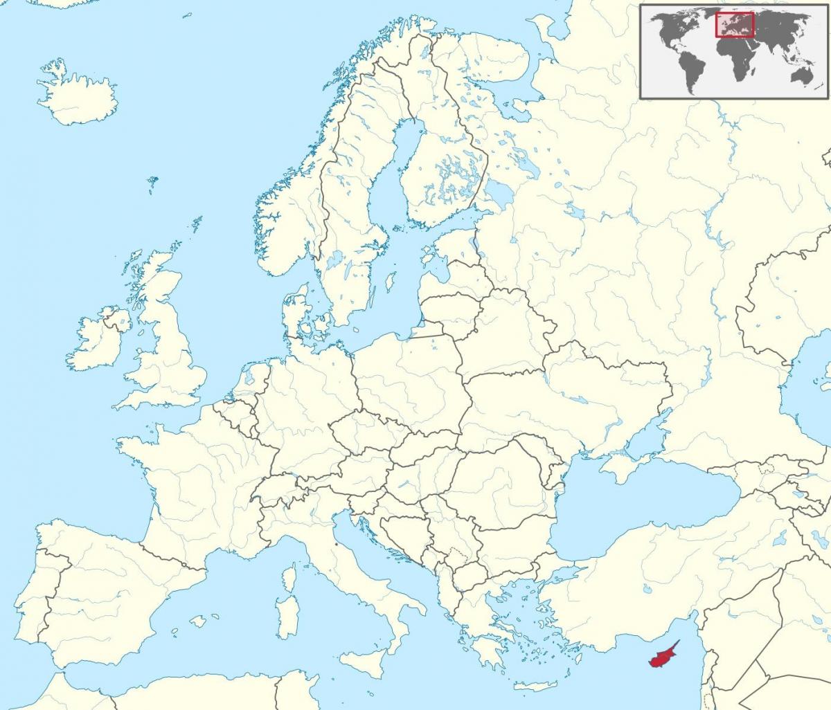 מפת העולם מראה קפריסין