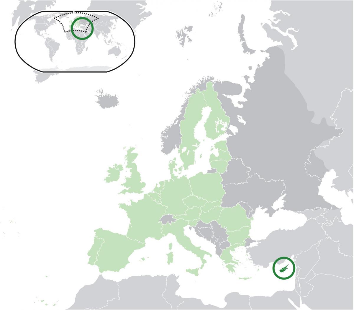 מפה של אירופה מראה קפריסין