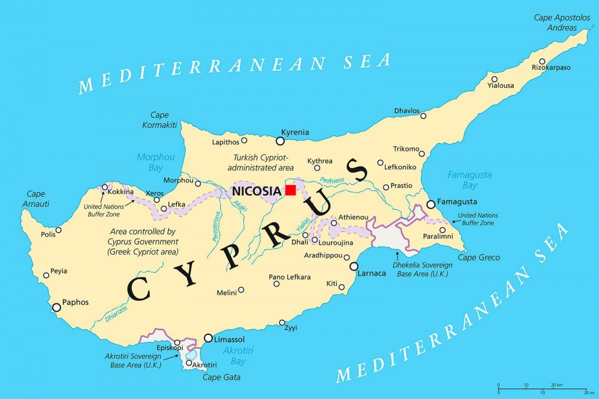 המפה מראה קפריסין